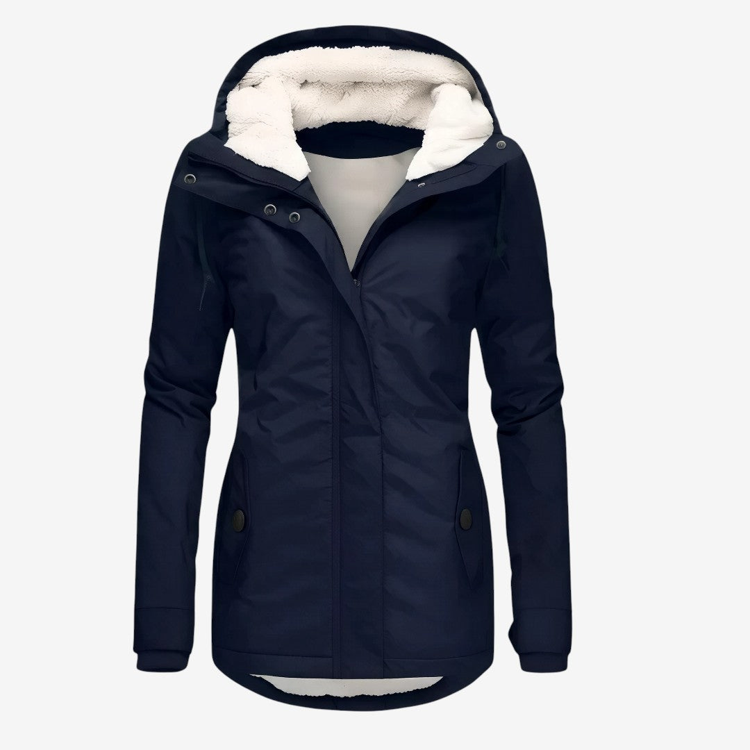 Beate - Wasserdichte Lange Jacke mit Kapuze und Futter