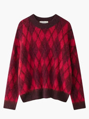 Zelda | Vintage Rot Argyle Muster Pullover stricken