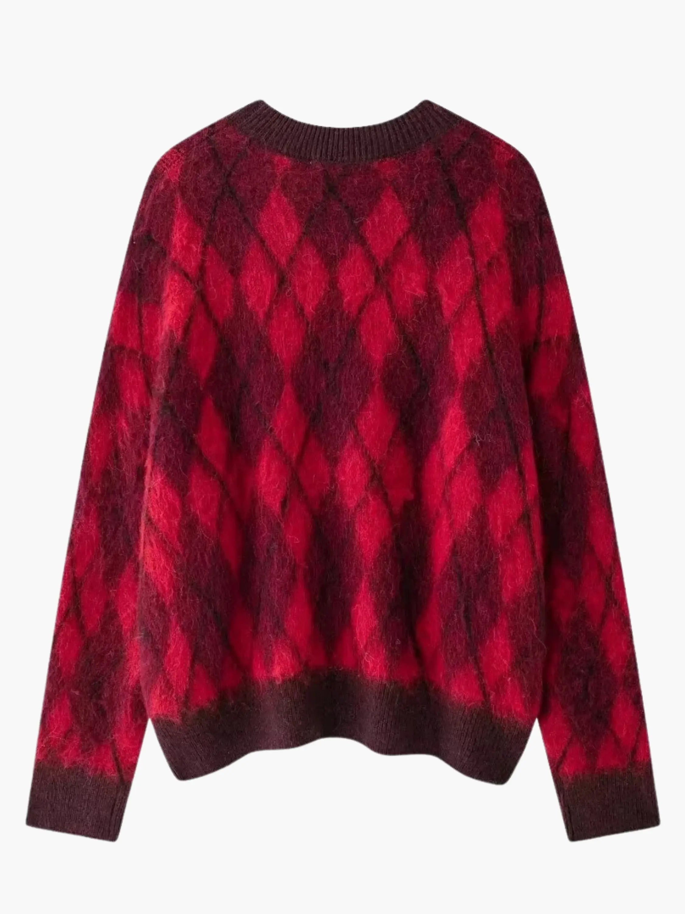 Zelda | Vintage Rot Argyle Muster Pullover stricken