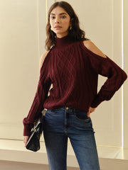Eva | Schulterfreier Karierter Pullover