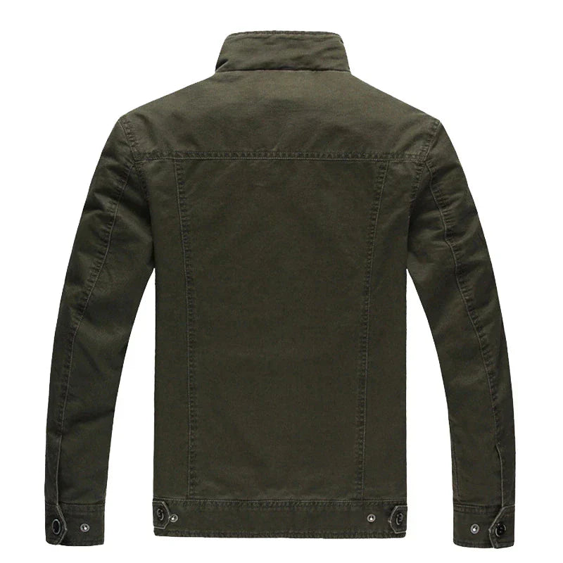 Herren Freizeitjacke im Military-Stil mit Stehkragen und Taschen